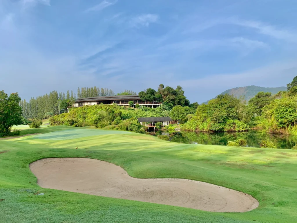Red Mountain Golf Club Phuket 17th hole par 3 canyon drop.